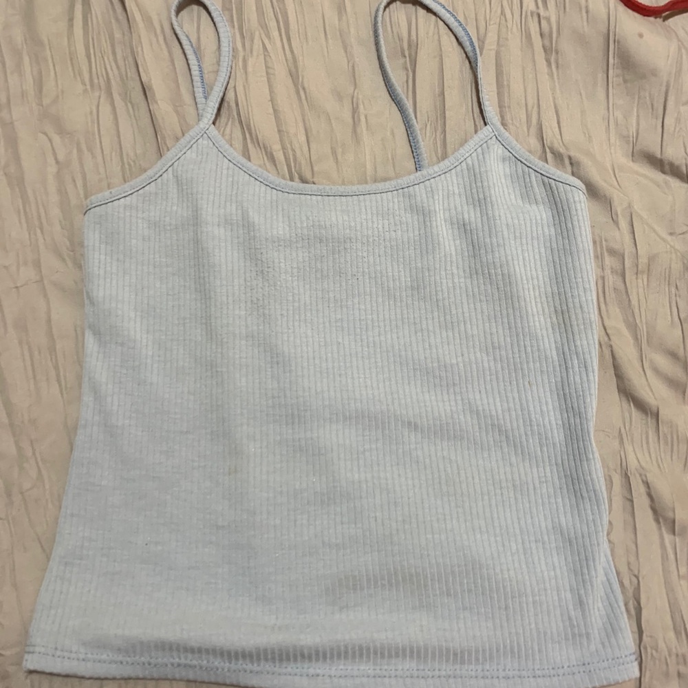 baby blue cropped tank top